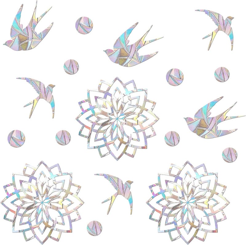 EACILLES 27 Pieces Birds Static Window Clings Anti Collision Window Decals for Bird Strikes, Glass Door Window Stickers, Stop Birds Flying into Windows, Mandala-Swallow Style - Image 1
